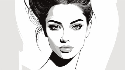 Stylistic portrait with exaggerated features and elongated neck. simple Vector art