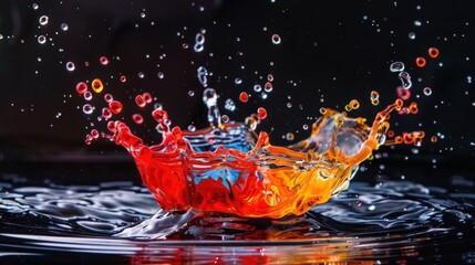 Exhilaration of a splash of mixed color liquid, freezing a moment of vibrant energy and fluid motion.