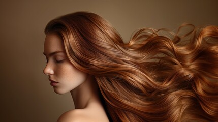 Portrait of a beautiful young woman with beautiful hair Hair care ideas, damaged hair repair ideas, beautiful hair, smooth, shiny hair.