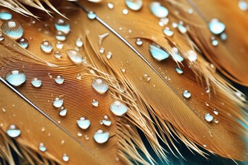 Extreme close-up of duck feather showing water droplets