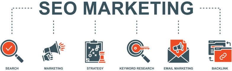 Seo marketing banner web icon vector illustration concept with icon