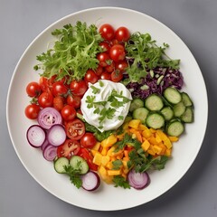 Vibrant Summer Salad Multicolored Vegetable Medley on White Plate
