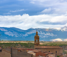 Landscape with a mountain ridge and small chapel, Spain