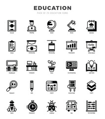 Education Lineal Filled icons collection. Lineal Filled icons pack. Vector illustration