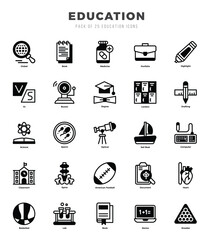 Vector Education types icon set in Lineal Filled style. vector illustration.