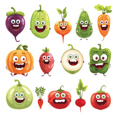Ripe Funny Vegetable Character with Smiling Face