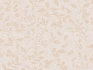 Kraft paper with rough surface. Ecru, ivory, beige tones. Subtle pattern with botanic floral motif.	