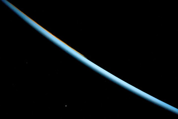 Planet Venus and Earth's atmosphere. Digital enhancement of an image by NASA