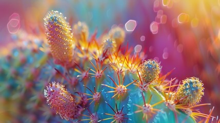 Fototapeta na wymiar Oasis Euphoria: Close-up of a cactus plant reveals a hidden oasis of tranquility and serenity.