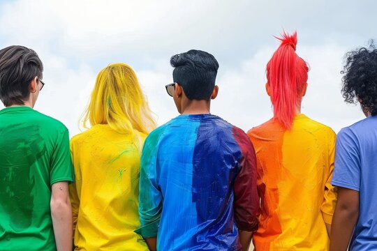 LGBTQ Pride merriment. Rainbow resolve colorful business freedom diversity Flag. Gradient motley colored lgbtq+ language LGBT rights parade festival fuzzgender diverse gender illustration