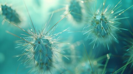 Prickly Peace: Macro capture of cactus needles evokes a peaceful ambiance.
