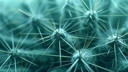 Prickly Peace: Macro capture of cactus needles evokes a peaceful ambiance.