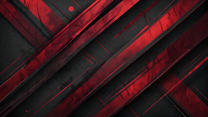 Fototapeta premium Abstract futuristic 3D black and red background with lights as wallpaper illustration