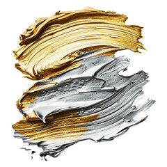 gold and silver color smear, isolated no background, transparent