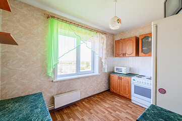 interior kitchen and dining room, refectory area, cooking equipment, table furniture, stove