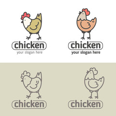 Chicken Logo Cartoon Character Doodle Rooster logo