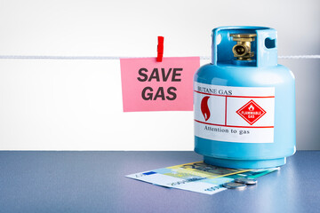 Concept of  high cost of natural gas for heating homes in the winter time, energy efficiency.