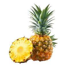 pineapple PNG Tropical fruit of pineapple isolated. Pineapple slices PNG. Pineapple top view flat lay for fruit salads and summer desserts