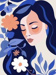 Woman Adorned With Flowers. Printable Wall Art.