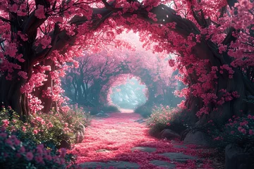 Poster minimalistic design Beautiful enchanted landscape. Fantasy garden background © sisir