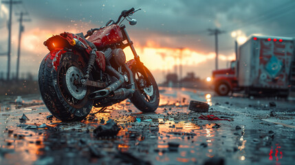 Motorcycle Accident Destruction - obrazy, fototapety, plakaty