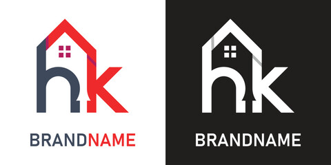 Letter hk home logo design template - obrazy, fototapety, plakaty