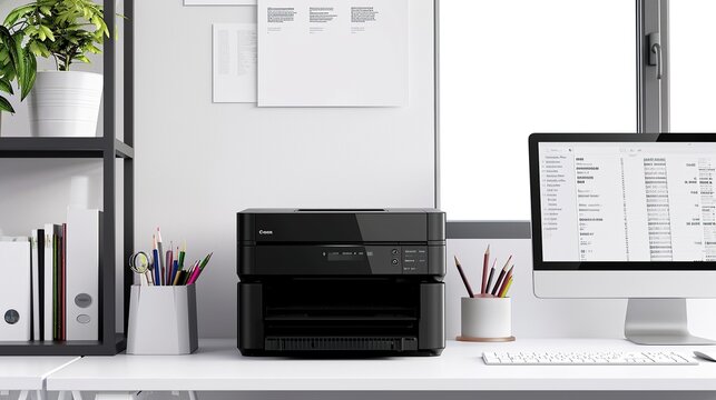 Printer on office desk table