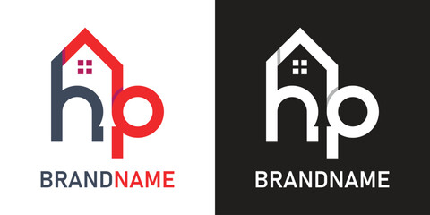 Letter hp home logo design template