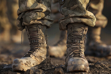 Close up of soldier legs