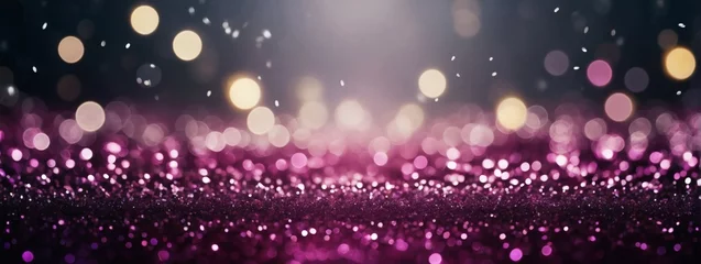 Foto op Plexiglas a background of abstract glitter lights in silver and deep magenta. Keep the de-focused effect and present it as a banner. © xKas