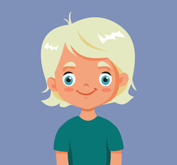 Portrait of a Happy Innocent Little Boy Smiling Vector Character. Cheerful avatar of a preschool toddler student 
