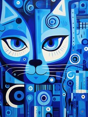 Portrait of a Cat With Blue Eyes. Printable Wall Art.