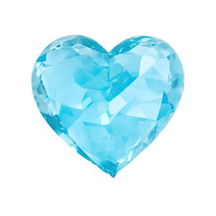 Fototapeta premium An aquamarine heart on a white background.