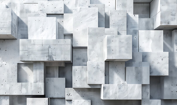 white cubes in an abstract wall background in the sty