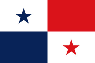 Close-up of white, blue and red national flag of Central American country of Panama with stars. Illustration made February 24th, 2024, Zurich, Switzerland.