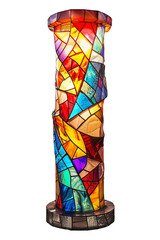 Stained glass pillar, isolated no background, transparent