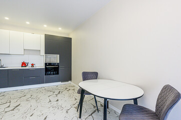 interior kitchen and dining room, refectory area, cooking equipment, table furniture, stove