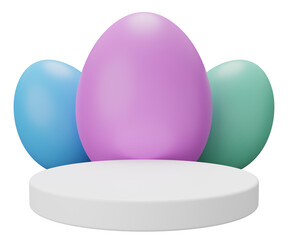 easter egg podium pedestal. 3d render illustration. Happy Easter pedestal scene for product display