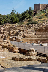 old ruins of Roman theatre in Malaga, Spain - 744573034