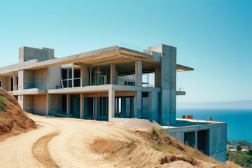 Obraz premium Luxurious Coastal Mansion with Breathtaking Ocean Panorama