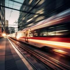 Fototapeta na wymiar High-speed motion blur of a speeding train 