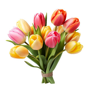 Tulip bouquet, isolated no background, transparent