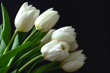 Contemporary Elegance: White Tulips on Black