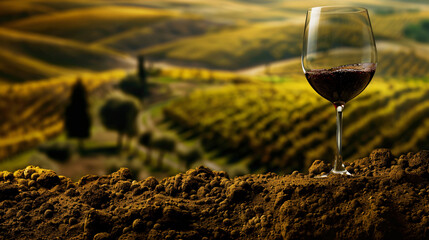 Rich soil under wineglass and yellow