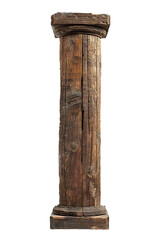 Wooden pillar, isolated no background, transparent