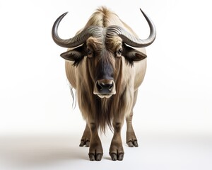 Wildebeest , blank templated, rule of thirds, space for text, isolated white background