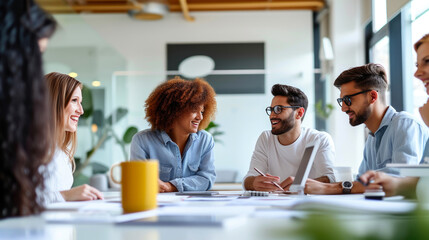 Sleek Office Environment: Innovative IT Team in Meeting