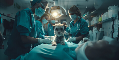veterinarian with cat, a veterinarian performing surgery on an animal patient in a veterinary hospital, surrounded by a team of skilled professionals photography