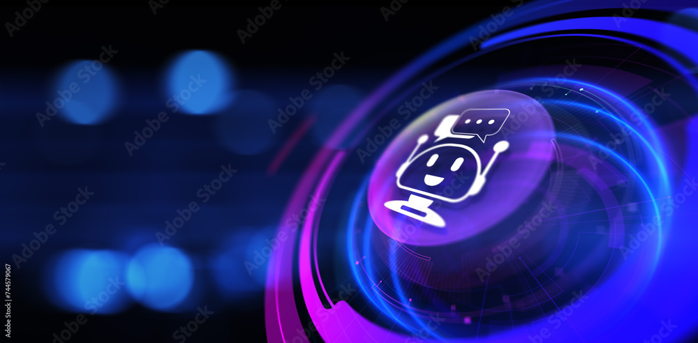 Poster chatbot support automation rpa ai innovation technology concept.