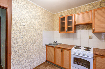 interior kitchen and dining room, refectory area, cooking equipment, table furniture, stove